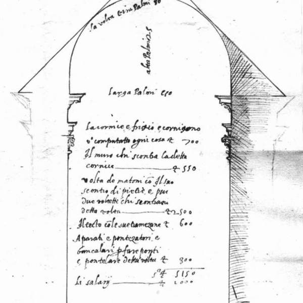 Galeazzo Alessi, preventivo per la costruzione delle decorazioni della volta e del tetto di una navata della chiesa, 1561, Archivio Durazzo Giustiniani, Archivio Sauli, n. 10